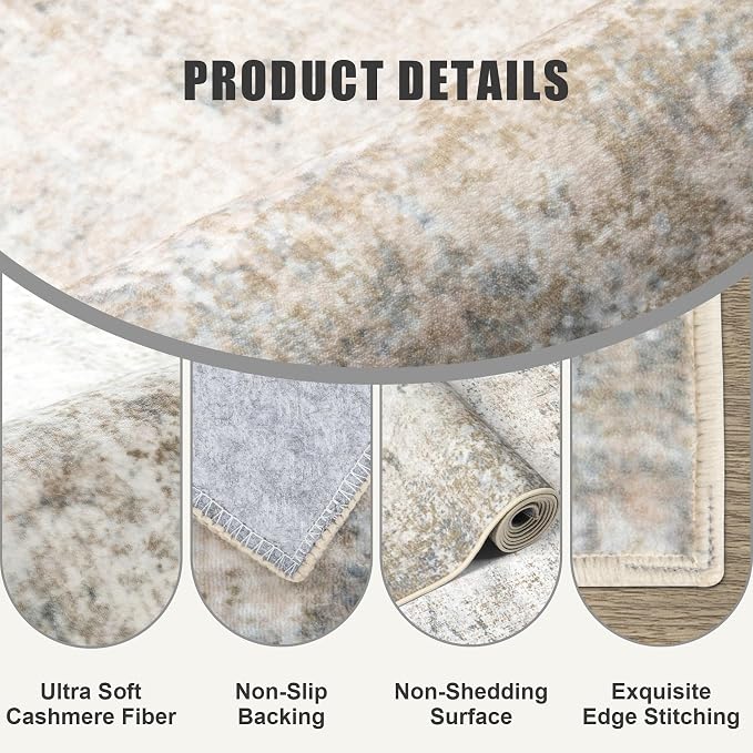 10x14 Area Rug Living Room Rug: Washable Modern Abstract Soft Thin Rug Indoor - Image 6
