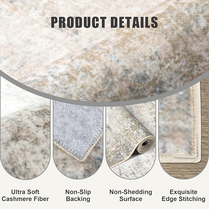 6x9 Area Rug Living Room Rug: Washable Modern Abstract Soft Thin Rug Indoor - Image 7