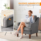 VINGLI Mid-Century Modern Accent Chair, Light Grey Upholstered Armchair Comfy - Image 6