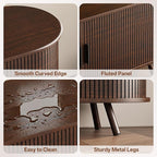 63 inch TV Stand with Power Outlet, Fluted Entertainment Center - Image 4