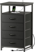 Huuger Night Stand with Charging Station, 4 Drawer Dresser by Huuger