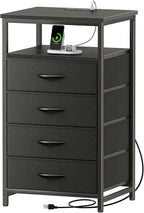 Huuger Night Stand with Charging Station, 4 Drawer Dresser by Huuger