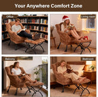 Welnow Lazy Chair with Ottoman, Modern Accent Chair with Armrests and a Side - Image 7