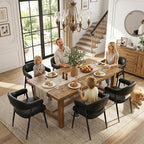 HNY Modern Dining Room Arm Chairs Set of 6, Retro Faux Leather Upholstered - Image 6