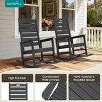 SERWALL Outdoor Rocking Chair Set of 4, Oversized HDPE Patio Rocking Chair - Image 6