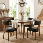 HNY Mid Century Modern Dining Chairs Set of 2, Farmhouse PU Leather Upholstered - Image 7
