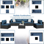 7 Pieces Outdoor Patio Sectional Sofa Couch, Wicker Furniture Patio - Image 8
