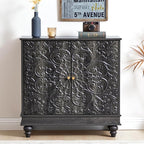 weselon Accent Cabinet Set of 2, Classic Carved Buffet Cabinet Storage Sideboard - Image 7