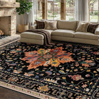 RELEANY Area Rugs 7'x9' Washable Non-Slip, Floral Vintage Distress Print by RELEANY