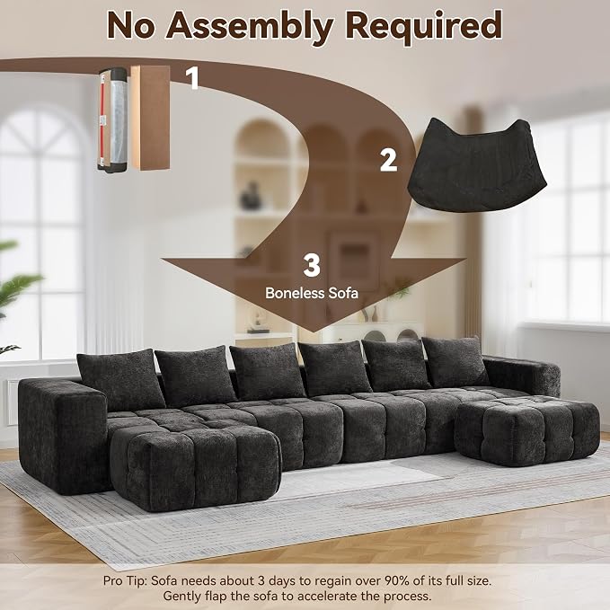 160" Boneless U-Shaped Sofa Couch - Image 6