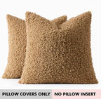 Faux Fur Throw Pillow Covers 20x20 Inch Set of 2 Boucle Neutral Decorative - Image 7