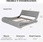 SHA CERLIN Queen Size Upholstered Bed Frame, Deluxe Low Profile Sleigh Bed - Image 2