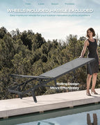 Aluminum Outdoor Lounge Chairs Set of 2, Pool Lounge Chairs - Image 4