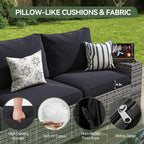 Aoxun Patio Furniture Set, Widen Armrests Wicker Outdoor Sectional - Image 3