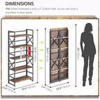4NM 5 Tiers No Assembly Book Shelves, 51.2" H Folding Bookshelf Bookcase Open - Image 2
