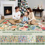 Round Area Rug for Living Room: 4 ft Floral Washable Circle Rug Soft Boho - Image 9