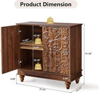 weselon Accent Cabinet Set of 2, Farmhouse Carved Storage Sideboard Buffet - Image 2