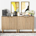 Vrullu Fluted Storage Cabinet, Free Standing Buffet, Wood Sideboard, Dining Room - Image 3