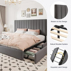 Allewie King Size Storage Bed Frame, Vertical Channel Tufted Adjustable - Image 6