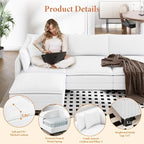 Vesgantti 143" L Shaped Modular Sectional Sofa, Comfy Corduroy Upholstered - Image 3