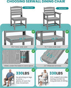 SERWALL Patio Dining Sets for 6 Person, HDPE Dining Set - Image 3