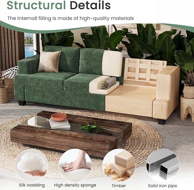 YOUDENOVA 2 Piece Set Comfy Sofa Couch, 3-Seater Sofa * 2 - Image 6