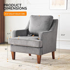 VINGLI Mid-Century Modern Accent Chair, Light Grey Upholstered Armchair Comfy - Image 2