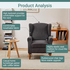 Mid-Century High Wingback Chair Set of 2, Modern Fabric Accent Chair Armchair - Image 6