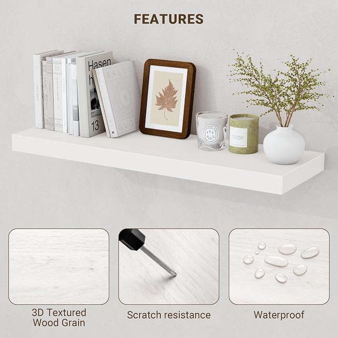Acovy 48 Inch Floating Shelves, Wooden Shelves - Image 5