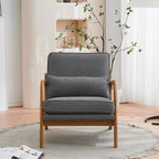 VINGLI Linen Dark Grey Comfy Accent Chair, Mid Century Modern Lounge Armchair - Image 4