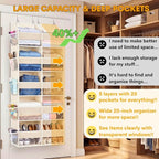 2 Pack Over the Door Organizer 5 Tiers, Extra Large Behind Door Storage of 10 - Image 2