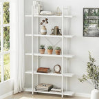 Bookshelf 5 Tiers White Wooden Storage Shelf, Modern Open Display Storage by EternalHome