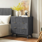 T4TREAM Fluted 3 Drawers Nightstand Set of 2, Oversized Extra Large Modern Side - Image 2