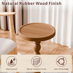 Solid Wood Drink Table, Rubber Wood‌ Small Round Side Table - Image 4