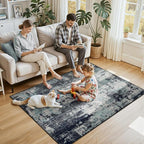 RELEANY Washable Area Rugs 4'x6' Non-Slip Modern Abstract Soft - Image 2
