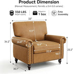 Nailhead Trim Accent Chair, Faux Leahter Mid Century Modern Living Room Arm - Image 2