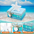 Pinkunn 4 Pcs Summer Table Coastal Theme Decorations Wooden Beach Starfish - Image 4