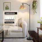 Oneach Arc Floor Lamp for Living Room, Rattan Boho Floor Lamp - Image 5