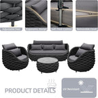 TWT 6-Piece Aluminum Patio Furniture Set, Modern Outdoor Conversation Set - Image 3