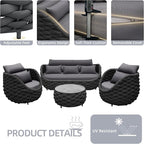 TWT Outdoor Patio Furniture Set, 5 Pieces Aluminum Sectional Sofa, Metal Patio - Image 4