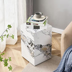 White Marble Rectangular End Coffee Table, Modern Elegant Bedside Nightstand - Image 7