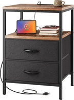 Huuger Night Stand with Charger Station, 27.7 Inch Tall Nightstand, Bed Side - Image 9