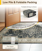 RELEANY Area Rugs 3'x5' Washable Non-Slip, Floral Vintage Distress Print - Image 5