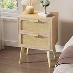 YAUKOMEL Rattan Nightstand, Wood End Table, Side Table - Image 4