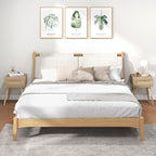 Giantex Boho Rattan Nightstand, Mid Century Wood Night Stands - Image 9