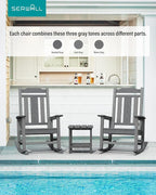 SERWALL Oversized Outdoor Rocking Chair Set of 2, All Weather Patio Rocking - Image 7