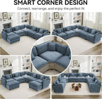 113'' V Shaped Cloud Sectional Sofa, Oversized Deep Seat Couches - Image 8