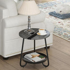 2 Tier Coffee Table in Living Room, Industrial Style Round Coffee Table - Image 2