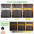 HNEBC Night Stand with Gun Drawers, Farmhouse Nightstand with Charging Station - Image 3