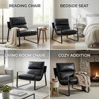 LukeAlon Modern PU Leather Accent Armchair, Upholstered Living Room Chair - Image 9